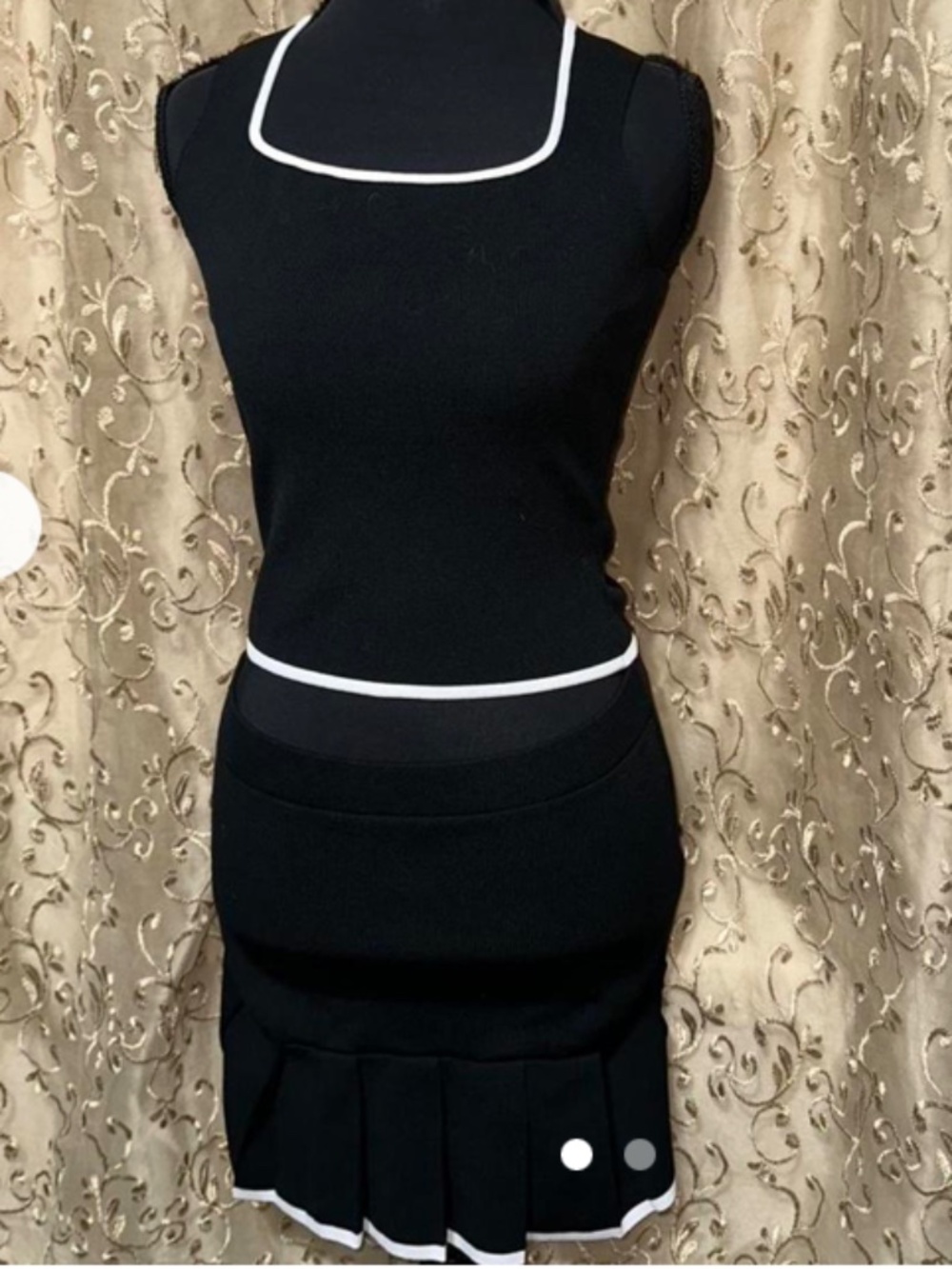 sincerely jules skirt set black xs white piping